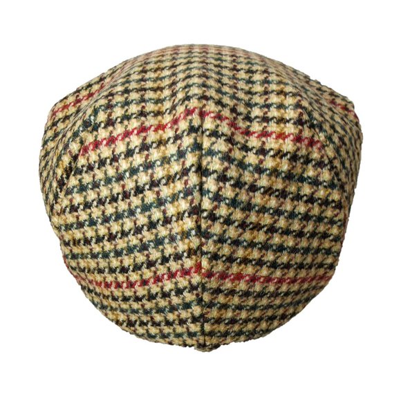 Men's Kirby Genuine British Wool Tweed Cap ZH043-2A RED/BLACK/GREEN - PICK SIZE - Picture 7 of 11